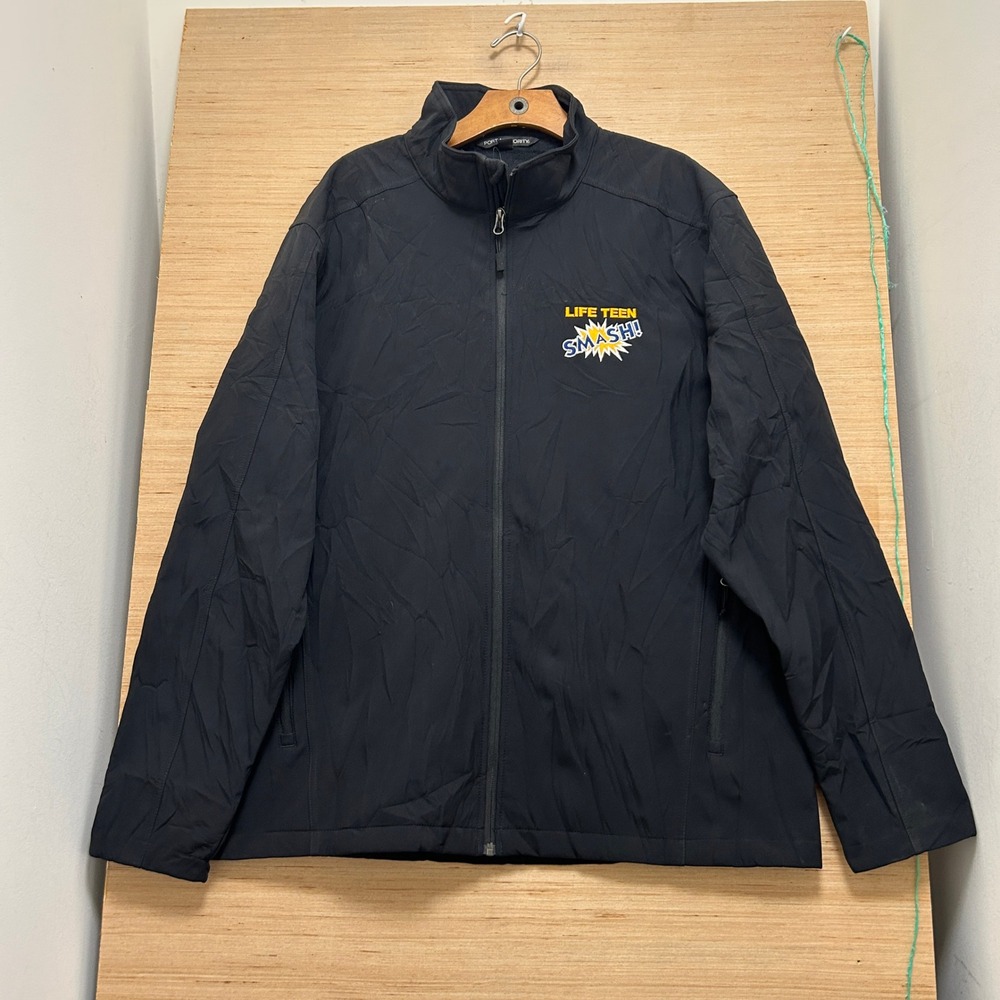 Port Authority Life Teen Smash Black Soft Shell Full Zip Jacket Mens 2XL